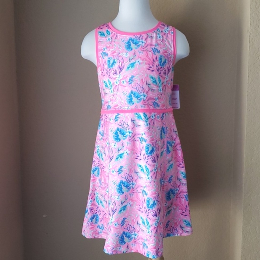 🆕️ TOMMY BAHAMA Pink Floral UPF 50 Moisture Wicking Dress GIRLS SIZE: L (10-12)